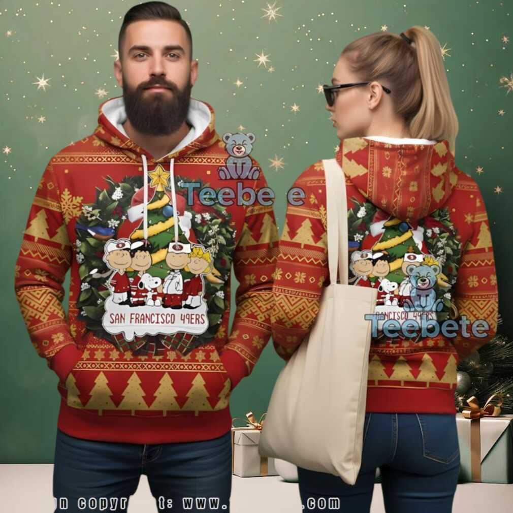 San Francisco 49Ers Peanuts Ugly Christmas 3D Hoodie, hoodie, sweater, long sleeve and tank top San Francisco 49ers Peanuts Ugly Christmas 3D Hoodie back view