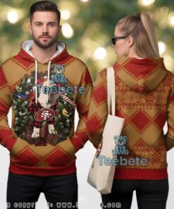 San Francisco 49Ers Pug Dog Reindeer Ugly Christmas 3D Hoodie