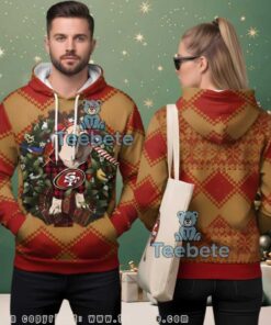 San Francisco 49Ers Pug Dog Reindeer Ugly Christmas 3D Hoodie, hoodie, sweater, long sleeve and tank top San Francisco 49Ers Pug Dog Reindeer Ugly Christmas 3D Hoodie