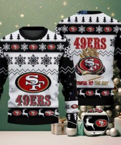 San Francisco 49ers Faithful To The Bay Christmas Ugly Sweater San Francisco 49ers Faithful To The Bay Christmas Ugly Sweater