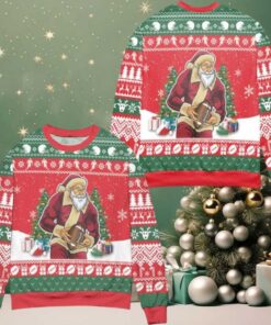 Santa Claus Football Snowflake Pattern Ugly Christmas Sweater Red Green