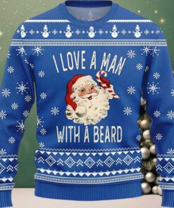 Santa I Love A Man With A Beard Ugly Christmas Sweater Santa I Love A Man With A Beard Ugly Christmas Sweater
