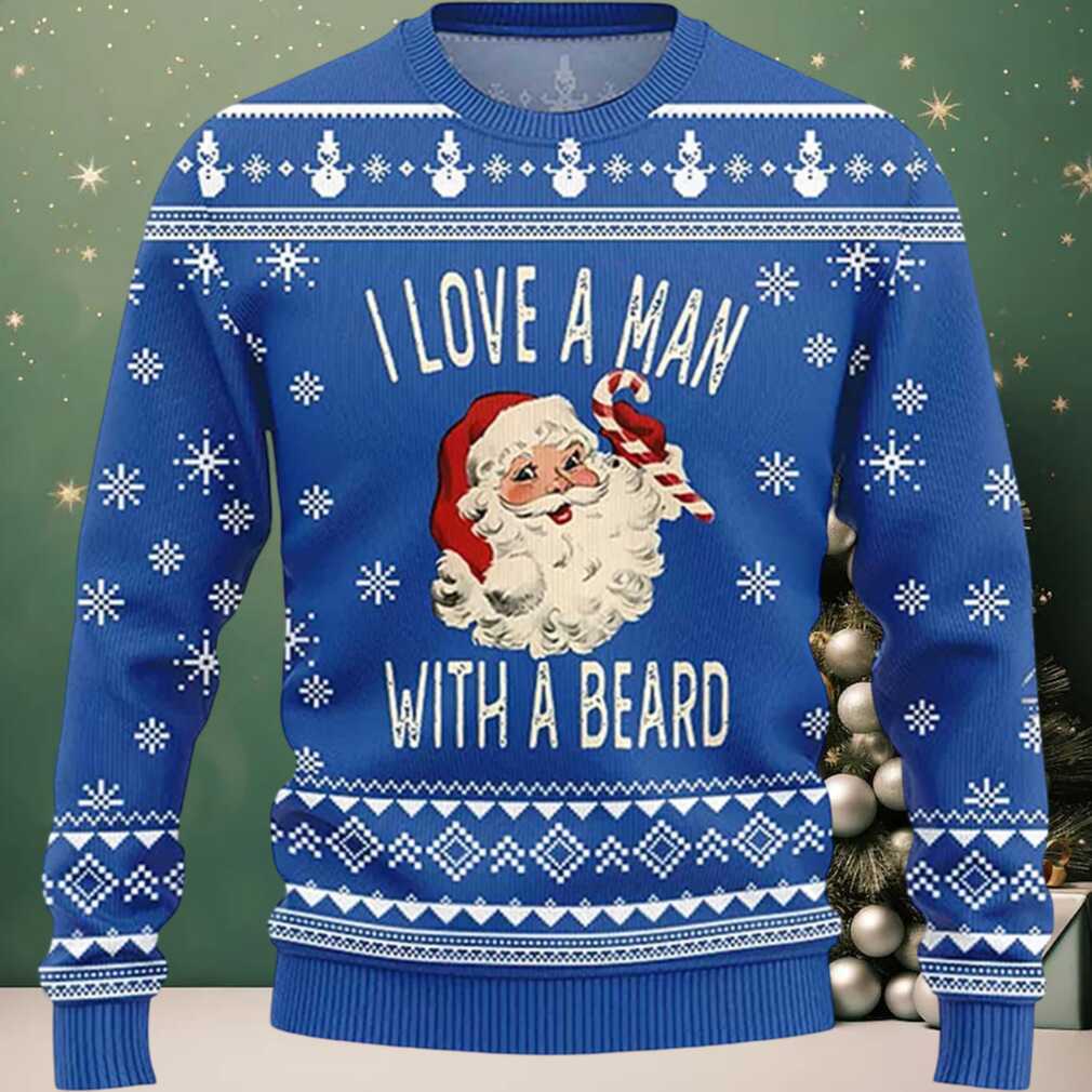 Santa I Love A Man With A Beard Ugly Christmas Sweater, hoodie, sweater, long sleeve and tank top Santa I Love A Man With A Beard Ugly Christmas Sweater Front