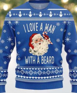 Santa I Love A Man With A Beard Ugly Christmas Sweater Santa I Love A Man With A Beard Ugly Christmas Sweater