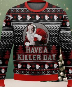 Santa Voorhees Have A Killer Day Ugly Christmas Sweater Santa Voorhees Have A Killer Day Ugly Christmas Sweater