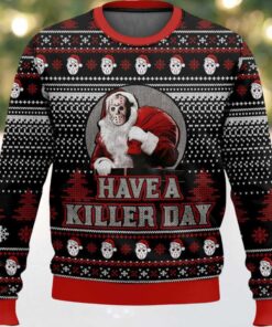 Santa Voorhees Have A Killer Day Ugly Christmas Sweater Santa Voorhees Have A Killer Day Ugly Christmas Sweater