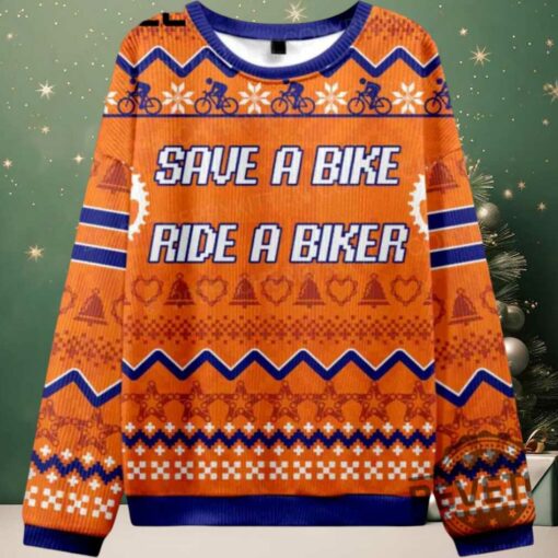 Save Bike Ride Biker Ugly Christmas Sweater