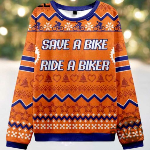 Save Bike Ride Biker Ugly Christmas Sweater