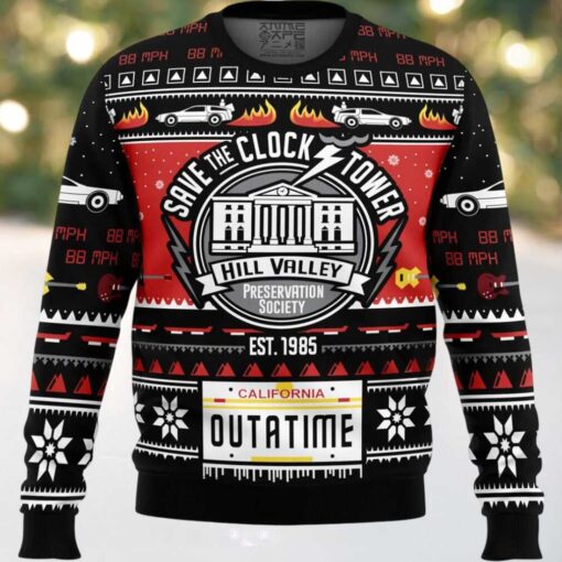Save The Clock Tower Back To The Future Ugly Christmas Sweater