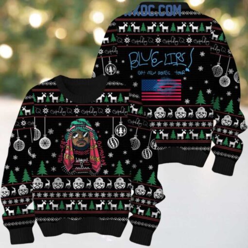 ScHoolboy Q Blue Lips Christmas Holidays Ugly Sweater