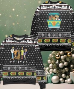Scooby Doo Crew Friends Snowflake Pattern Ugly Christmas Sweater Black