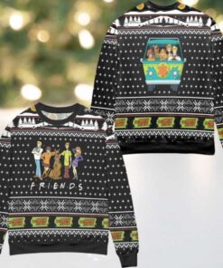 Scooby Doo Crew Friends Snowflake Pattern Ugly Christmas Sweater Black