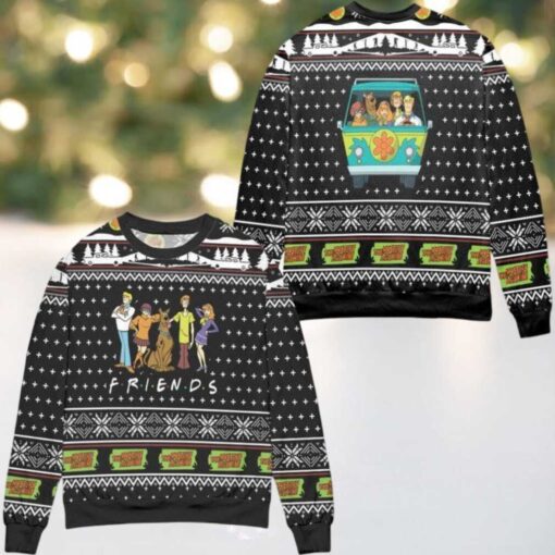 Scooby Doo Crew Friends Snowflake Pattern Ugly Christmas Sweater Black
