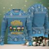 Navy Blue Grateful Dead Jerry Christmas Santa with Red Snowflake and Tree Pattern Vintage Ugly Christmas Sweater