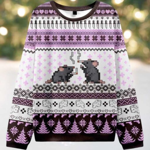 Smoking Rats Y2K Ugly Christmas Sweater