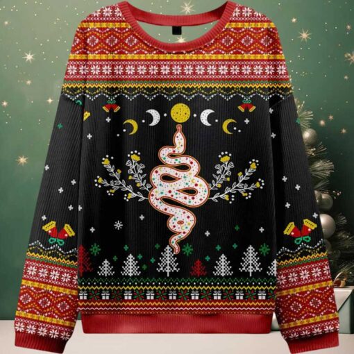 Snake And Moon Phase Ugly Christmas Sweater