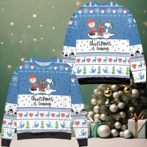 Snoopy Dog Christmas Is Coming Snowflake Ugly Christmas Sweater