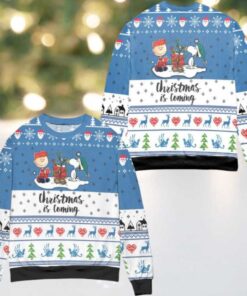 Snoopy Dog Christmas Is Coming Snowflake Ugly Christmas Sweater
