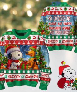 Snoopy Scooby Doo Makes Me Happy Humans Made My Head Hurt Ugly Sweater