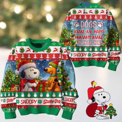 Snoopy Scooby Doo Makes Me Happy Humans Made My Head Hurt Ugly Sweater