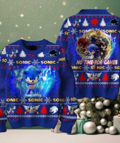 Sonic The Hedgehog No Time For Games Christmas Ugly Sweater