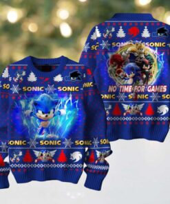 Sonic The Hedgehog No Time For Games Christmas Ugly Sweater