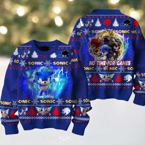 Sonic The Hedgehog No Time For Games Christmas Ugly Sweater
