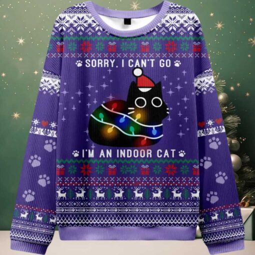 Sorry I’m an Indoor Cat Ugly Christmas Sweater