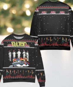Soul Train Snowflake Pattern Ugly Christmas Sweater Black