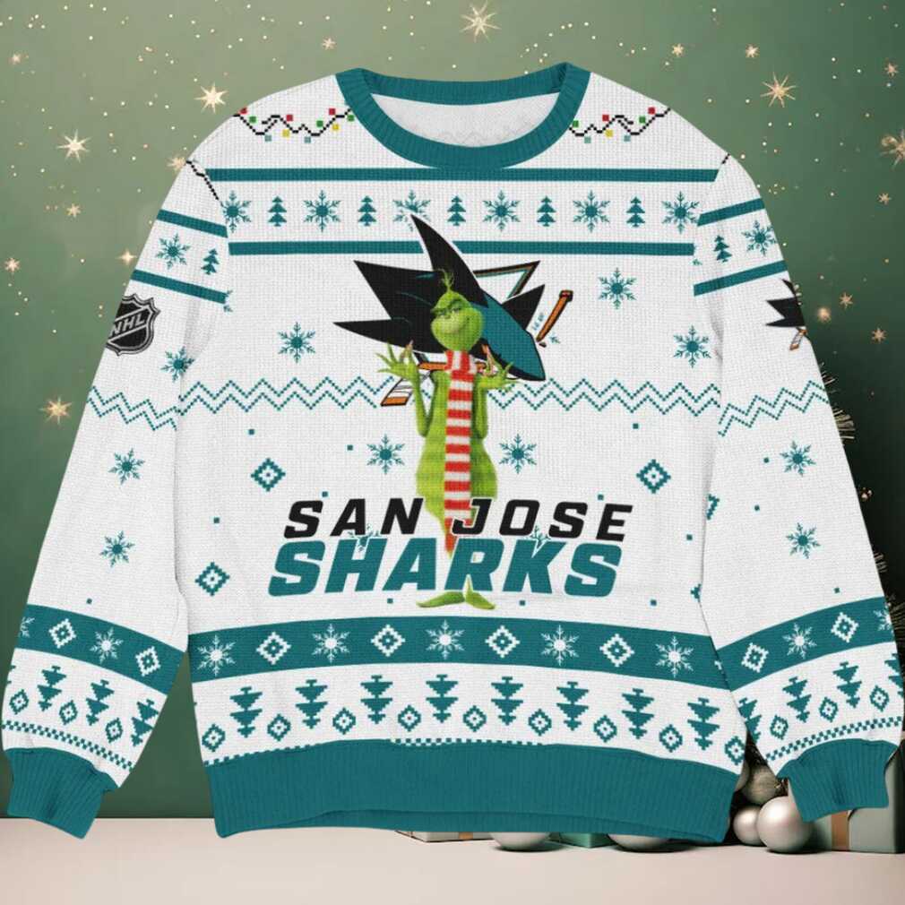 Special Release San Jose Sharks NHL Ugly Sweater All Over Prints Christmas Se, hoodie, sweater, long sleeve and tank top Back view of San Jose Sharks NHL Ugly Christmas Sweater