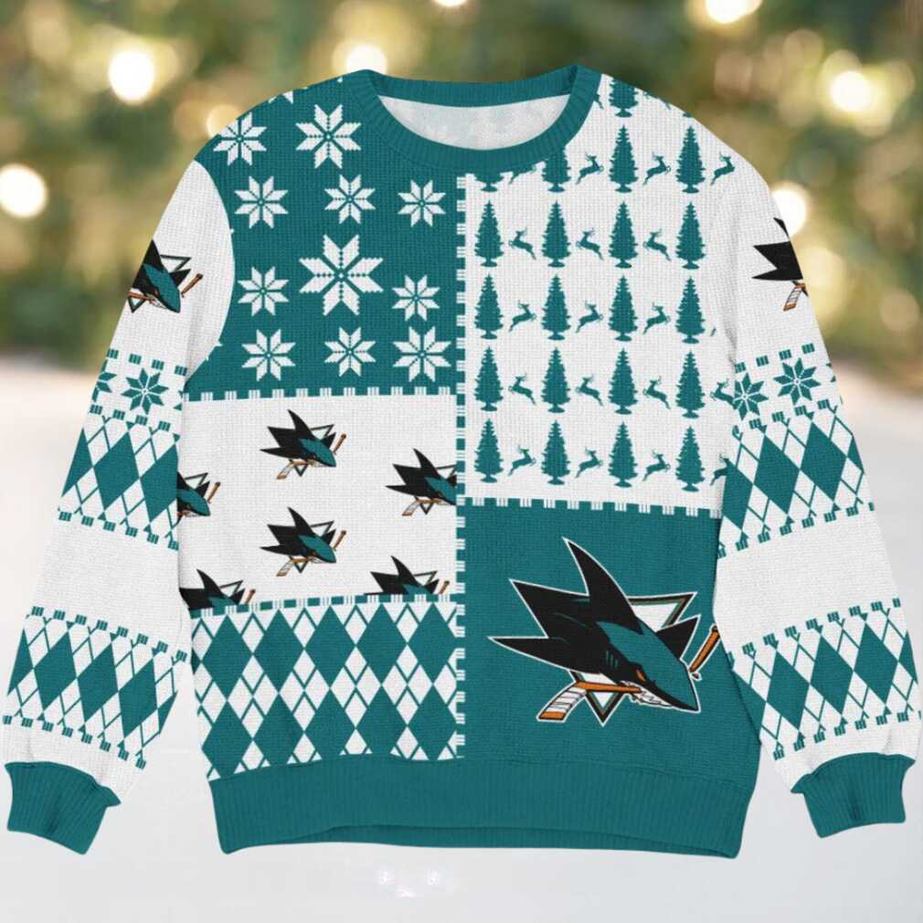 Special Release San Jose Sharks NHL Ugly Sweater All Over Prints Christmas Season HONHL180924SW30, hoodie, sweater, long sleeve and tank top San Jose Sharks NHL Ugly Christmas Sweater Front