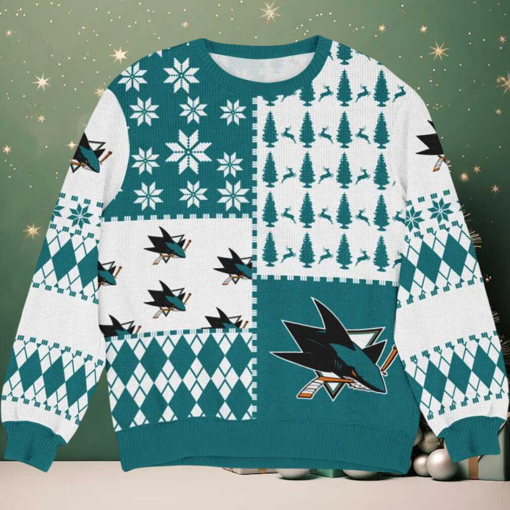 Special Release San Jose Sharks NHL Ugly Sweater All Over Prints Christmas Season HONHL180924SW30, hoodie, sweater, long sleeve and tank top San Jose Sharks NHL Ugly Christmas Sweater Back