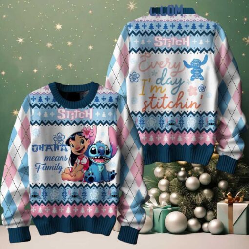 Stitch Ohana Means Family Let’s Stitch Christmas Ugly Sweater
