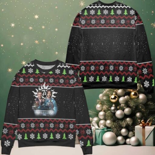 Supernatural The Movie Snowflake Ugly Christmas Sweater Black