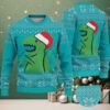 Dark Green Ugly Christmas Sweater with Beige and Green Tree Pattern Featuring Nurse Santa Holiday