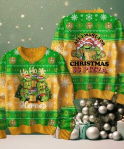 Teenage Mutant Ninja Turtles All I Want For Christmas Is Pizza Ugly Sweater