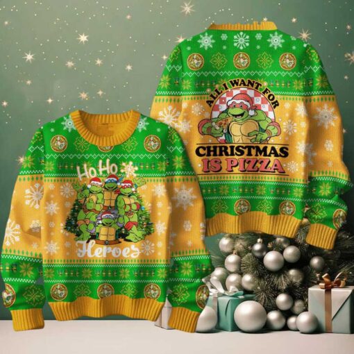 Teenage Mutant Ninja Turtles All I Want For Christmas Is Pizza Ugly Sweater