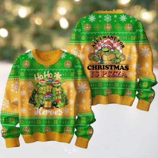 Teenage Mutant Ninja Turtles All I Want For Christmas Is Pizza Ugly Sweater