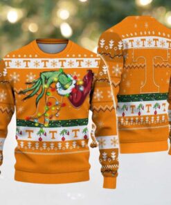 Tennessee Volunteers Merry Christmas Grinch Hand NCAA Ugly Christmas Sweater