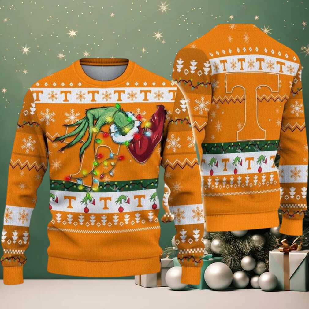 Tennessee Volunteers Merry Christmas Grinch Hand NCAA Ugly Christmas Sweater Tennessee Volunteers Merry Christmas Grinch Hand NCAA Ugly Christmas Sweater