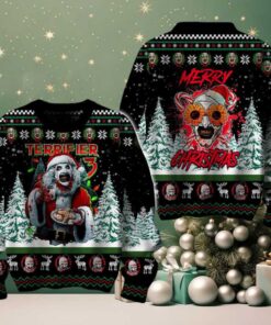 Terrifiers Merry Christmas Is Merry And Scary 2024 Ugly Sweater