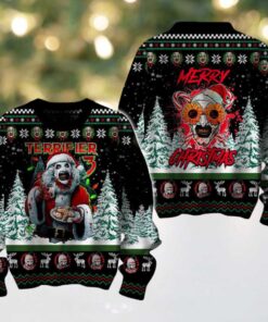 Terrifiers Merry Christmas Is Merry And Scary 2024 Ugly Sweater