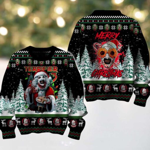 Terrifiers Merry Christmas Is Merry And Scary 2024 Ugly Sweater