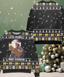 Thanos Less People More Bourbon Snowflake Ugly Christmas Sweater Black