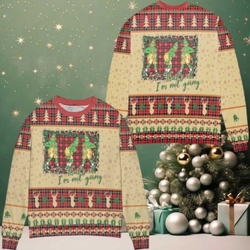 Thats It Im Not Going Grinch Disney Plaid Pattern Ugly Christmas Sweater