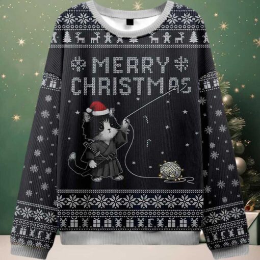 The Cat’s Christmas String Pull Ugly Christmas Sweater
