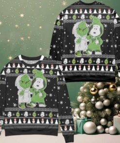 The Grinch And Snoopy Ugly Christmas Sweater Black