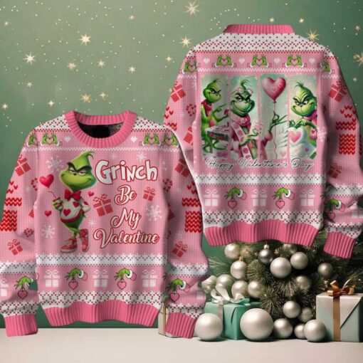 The Grinch Be My Valentine And Merry Christmas Holidays Ugly Sweater