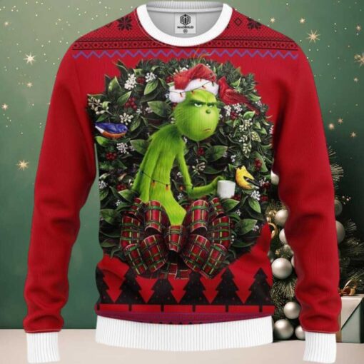 The Grinch With Cup Noel Mc Ugly Christmas Sweater Thanksgiving Gift