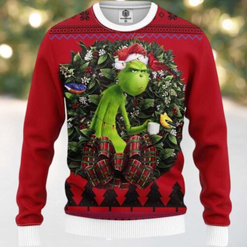 The Grinch With Cup Noel Mc Ugly Christmas Sweater Thanksgiving Gift